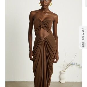 NWT Félicité brown ruched top & skirt matching set